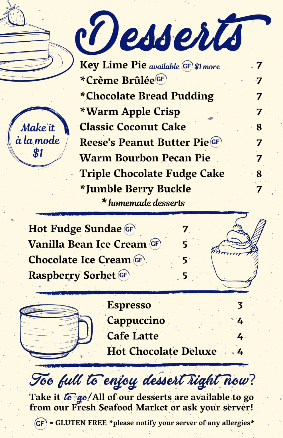 Dessert Menu | Sanibel Grill | Bar & Seafood Grill